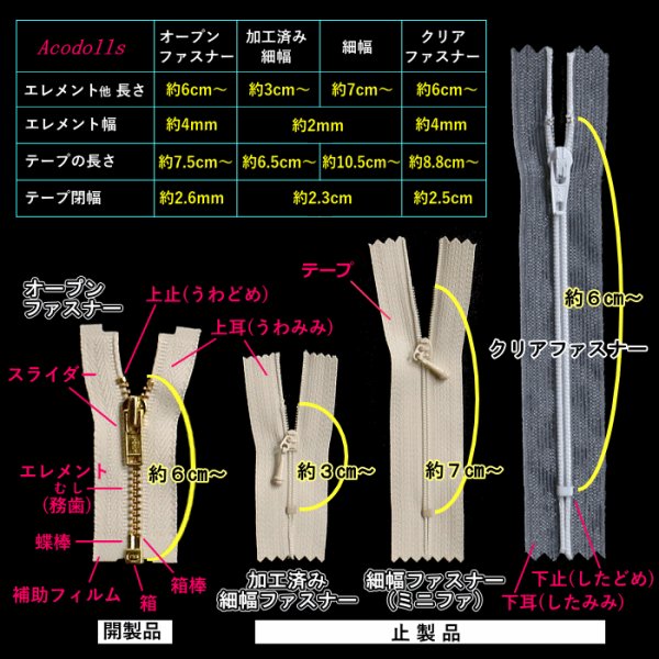 画像2: オープンファスナー 12cm (2)